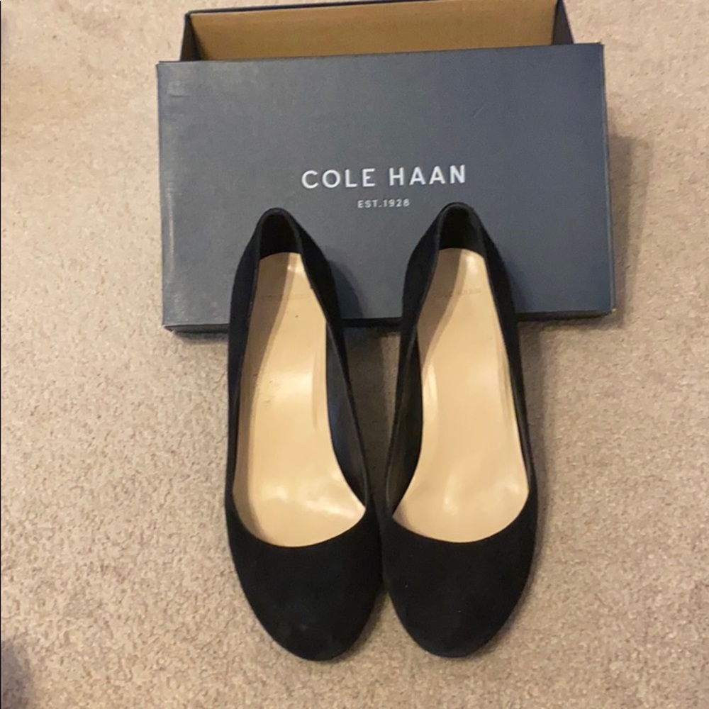 Cole Haan Lainey Black Suede Wedges